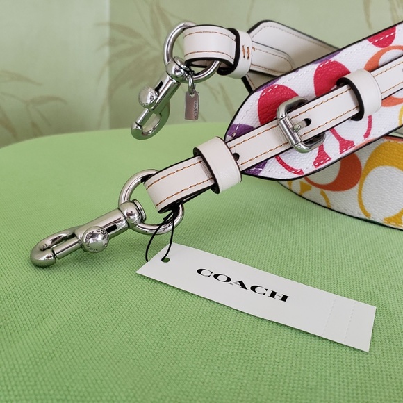 COACH STRAP RAINBOW SIGNATURE CANVAS:NWT CHALK/RAINBOW PRIDE CJ952 - Picture 6 of 11